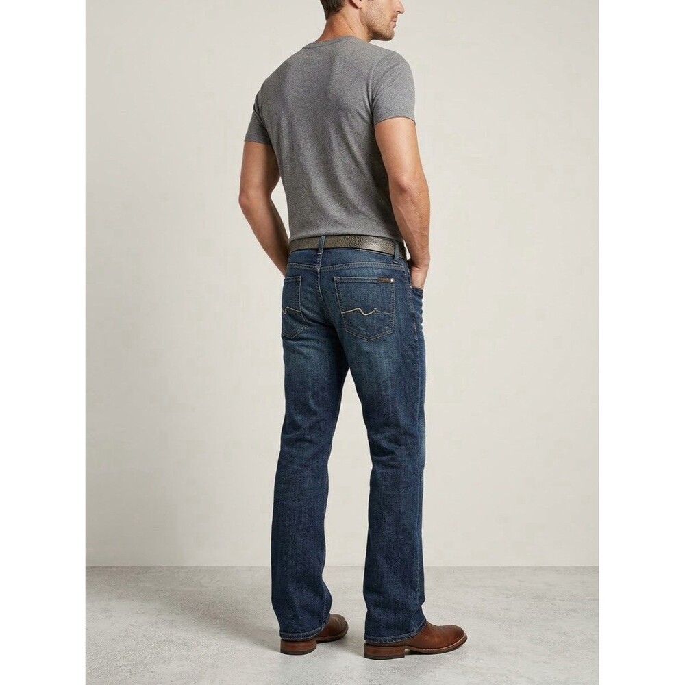 7 For All Mankind Bootcut Jeans Mens 40 Dark Wash Denim USA Made Squiggle